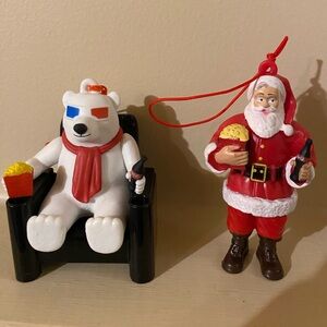 Cineplex Coca Cola Polar Bear Ornament and Santa